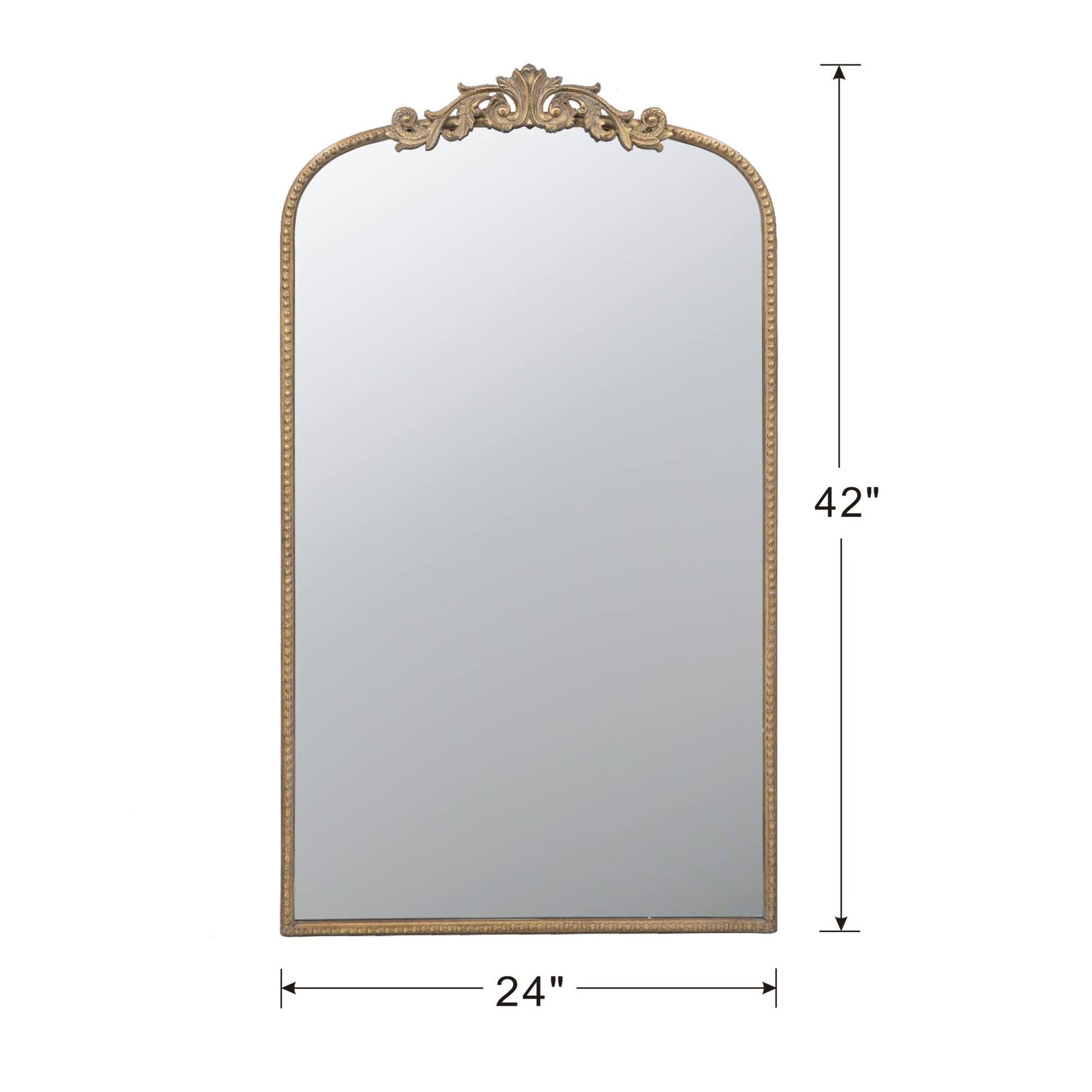 24" X 42" Gold Arch Mirror, Baroque Inspired Wall Decor For Bathroom Bedroom Living Room Gold Mdf Glass