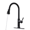 Touch On Kitchen Faucet With Pull Down Sprayer Single Handle Brass Touch Activated Kitchen Sink Faucet With 2 Way Pull Out Sprayer, Matte Black Black Kitchen Classic,Contemporary Ceramic Brass