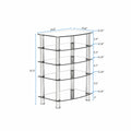 5 Tier Tempered Glass Side Table Stainless Steel Frame End Table For Living Room, Bedroom, Black Black Tempered Glass