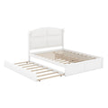 Wood Queen Size Platform Bed With Twin Size Trundle And 2 Drawers, White Box Spring Not Required Queen White Wood Bedroom Bed Frame Solid Wood Mdf