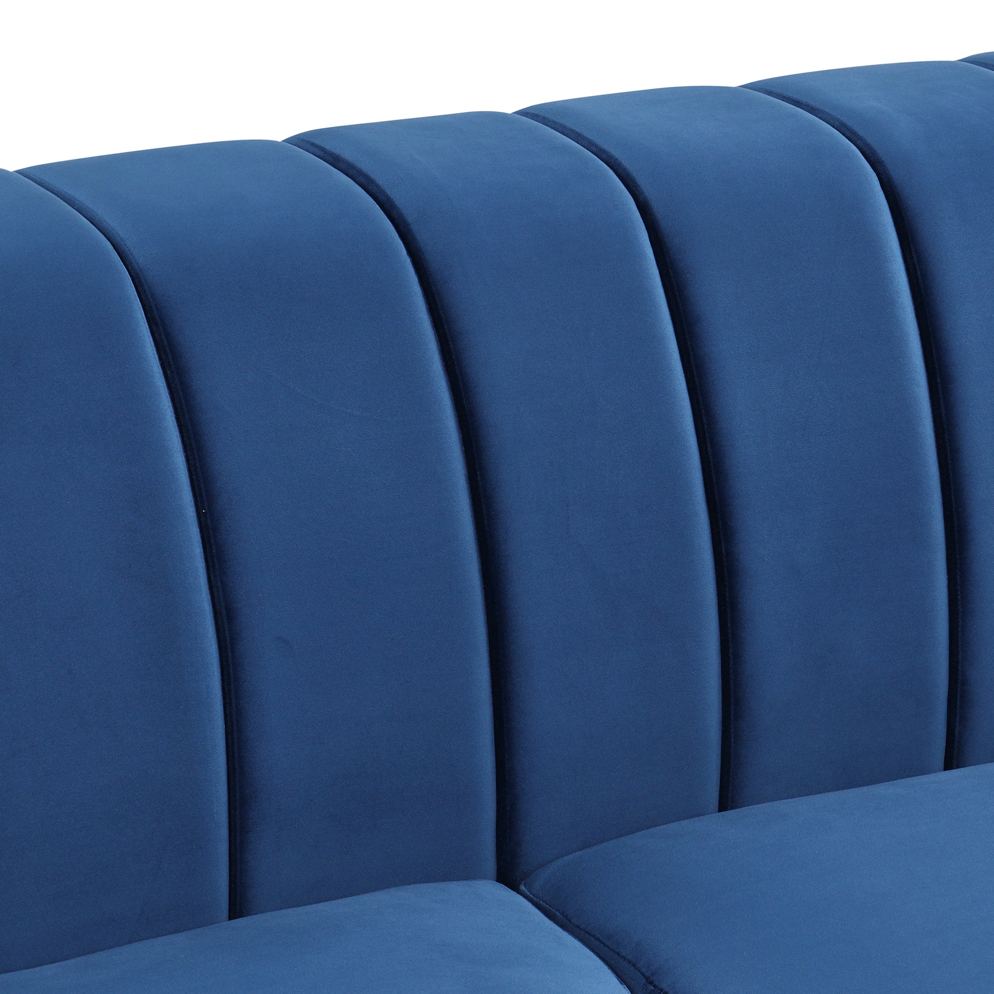 82.5" Modern Sofa Dutch Fluff Upholstered Sofa With Solid Wood Legs, Buttoned Tufted Backrest,Blue Blue Foam Polyester