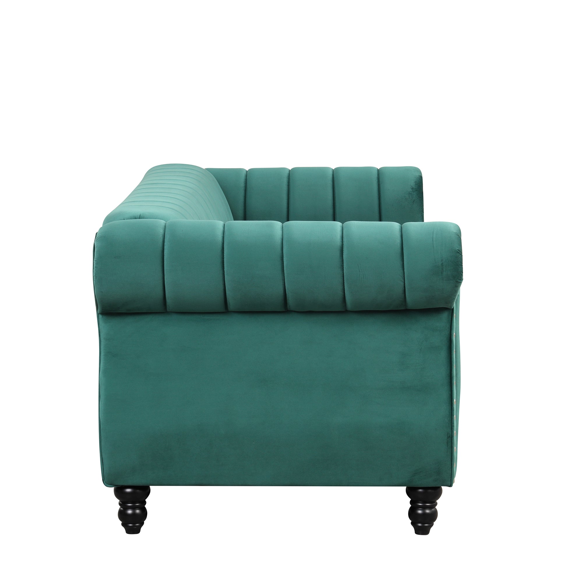 51" Modern Sofa Dutch Fluff Upholstered Sofa With Solid Wood Legs, Buttoned Tufted Backrest,Green Green Foam Polyester