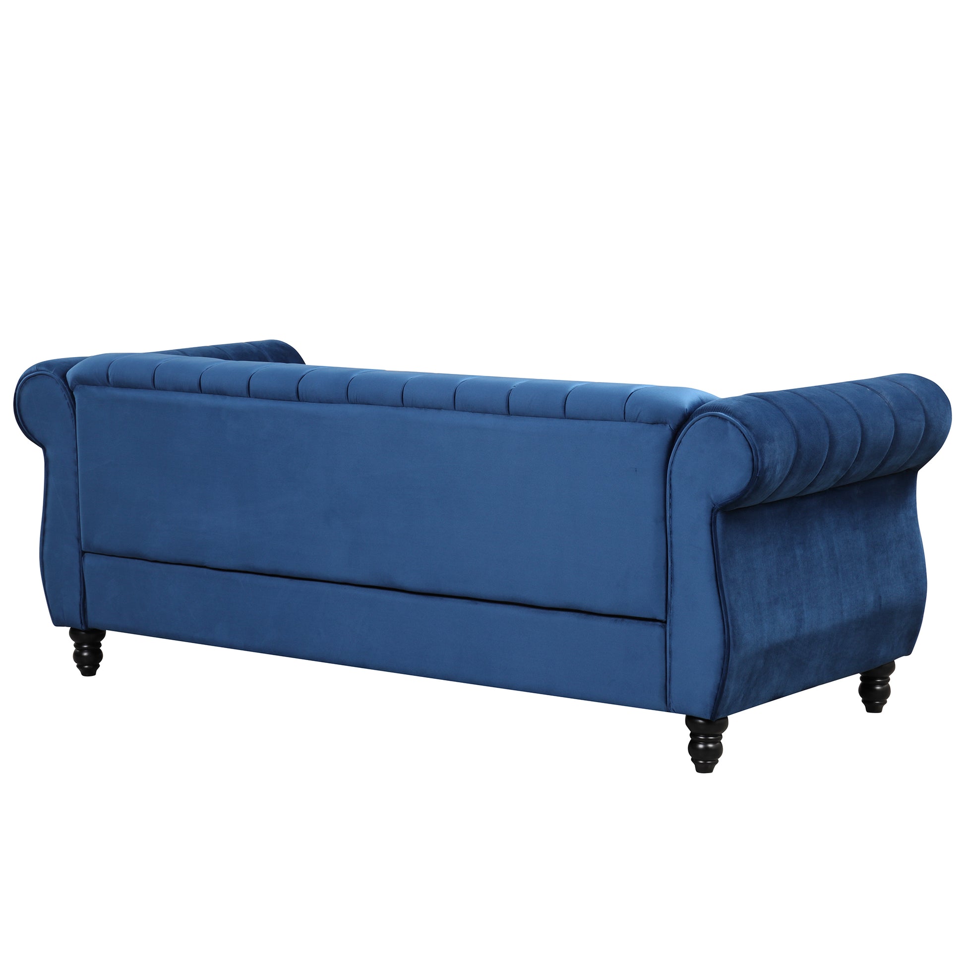 82.5" Modern Sofa Dutch Fluff Upholstered Sofa With Solid Wood Legs, Buttoned Tufted Backrest,Blue Blue Foam Polyester