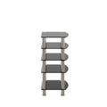 5 Tier Tempered Glass Side Table Stainless Steel Frame End Table For Living Room, Bedroom, Black Black Tempered Glass
