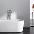 Freestanding Bathtub Faucet With Hand Shower Brushed Nickel Metal