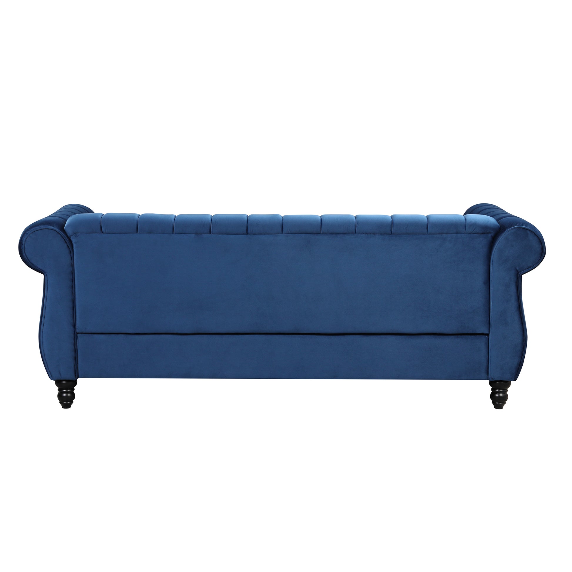 82.5" Modern Sofa Dutch Fluff Upholstered Sofa With Solid Wood Legs, Buttoned Tufted Backrest,Blue Blue Foam Polyester