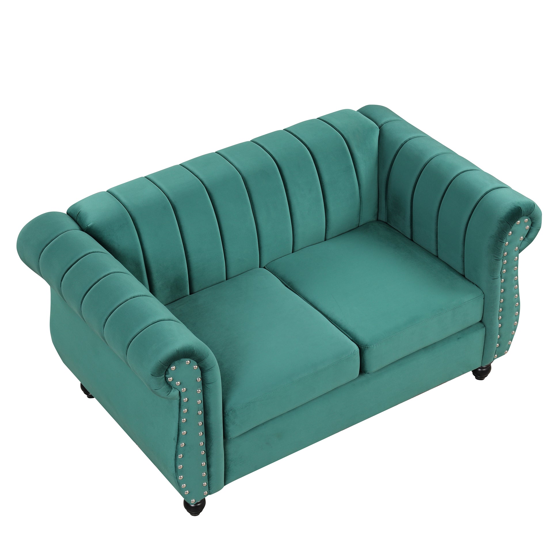 51" Modern Sofa Dutch Fluff Upholstered Sofa With Solid Wood Legs, Buttoned Tufted Backrest,Green Green Foam Polyester