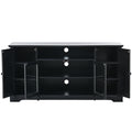 Tv Stand For Tv Up To 65In With 2 Tempered Glass Doors Adjustable Panels Open Style Cabinet, Sideboard For Living Room, Black Black Mdf