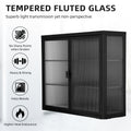Retro Style Haze Double Glass Door Wall Cabinet With Detachable Shelves For Office, Dining Room,Living Room, Kitchen And Bathroom Black Old Item Code W68751723 Wall Mounted 1 2 Shelves Powder Coated Black Bathroom Glass Doors Tempered Glass Sheet Metal