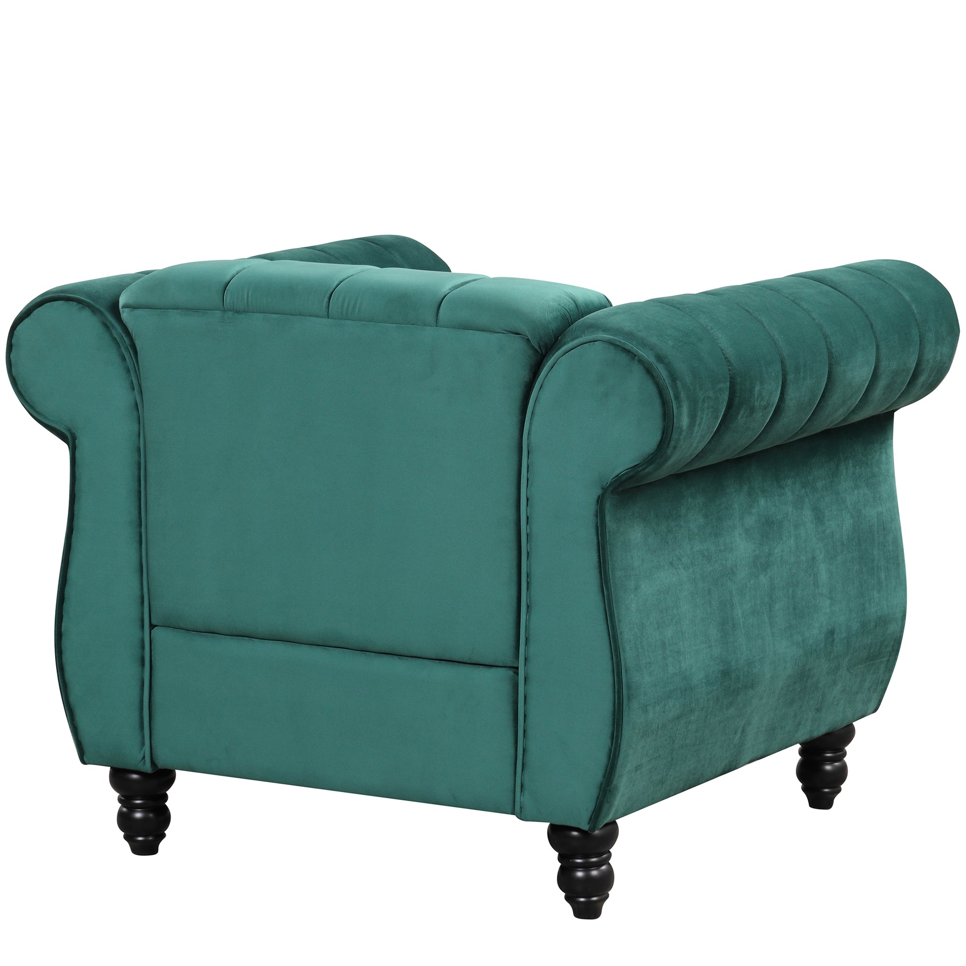 39" Modern Sofa Dutch Fluff Upholstered Sofa With Solid Wood Legs, Buttoned Tufted Backrest,Green Green Foam Polyester