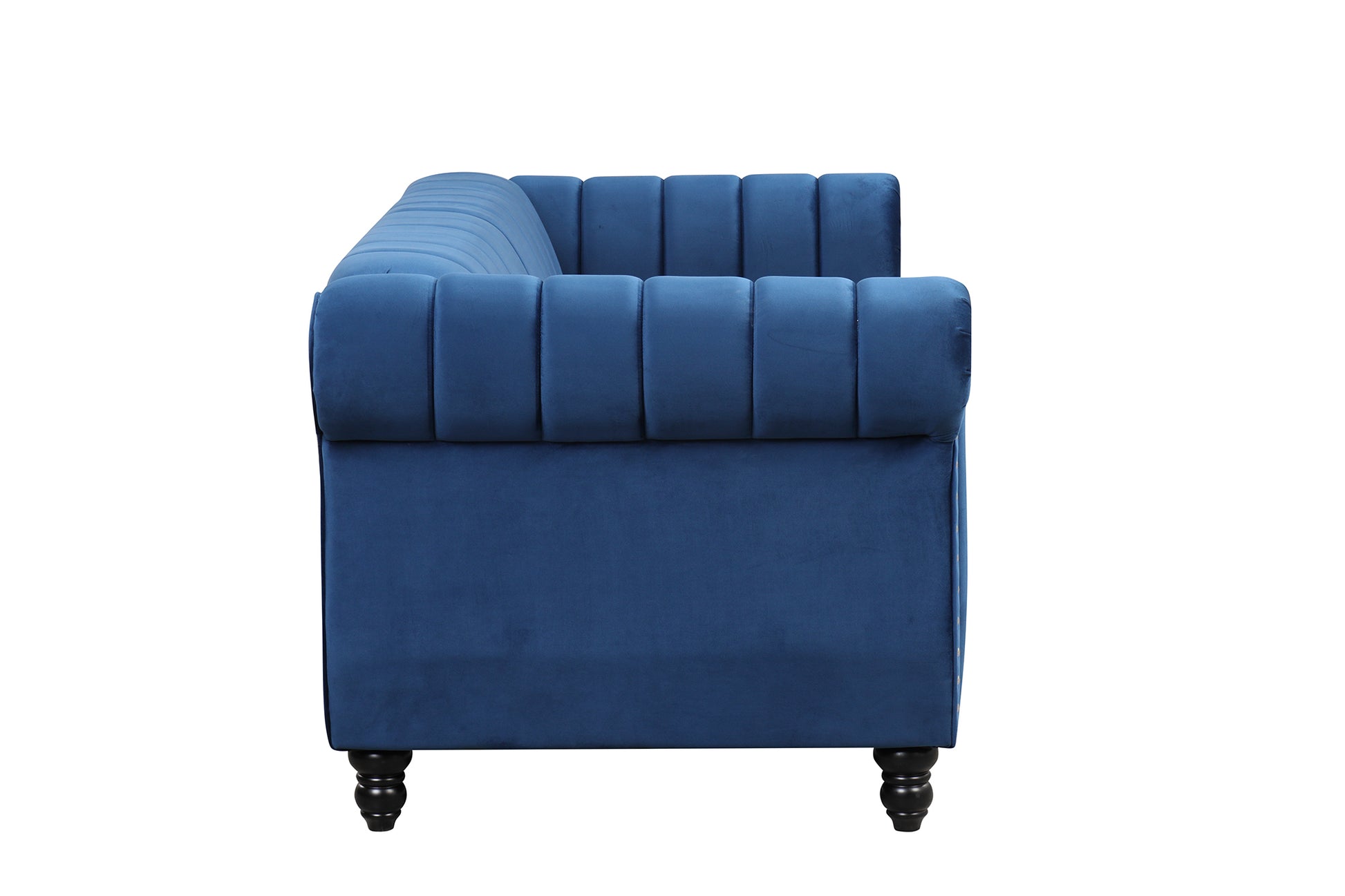 82.5" Modern Sofa Dutch Fluff Upholstered Sofa With Solid Wood Legs, Buttoned Tufted Backrest,Blue Blue Foam Polyester