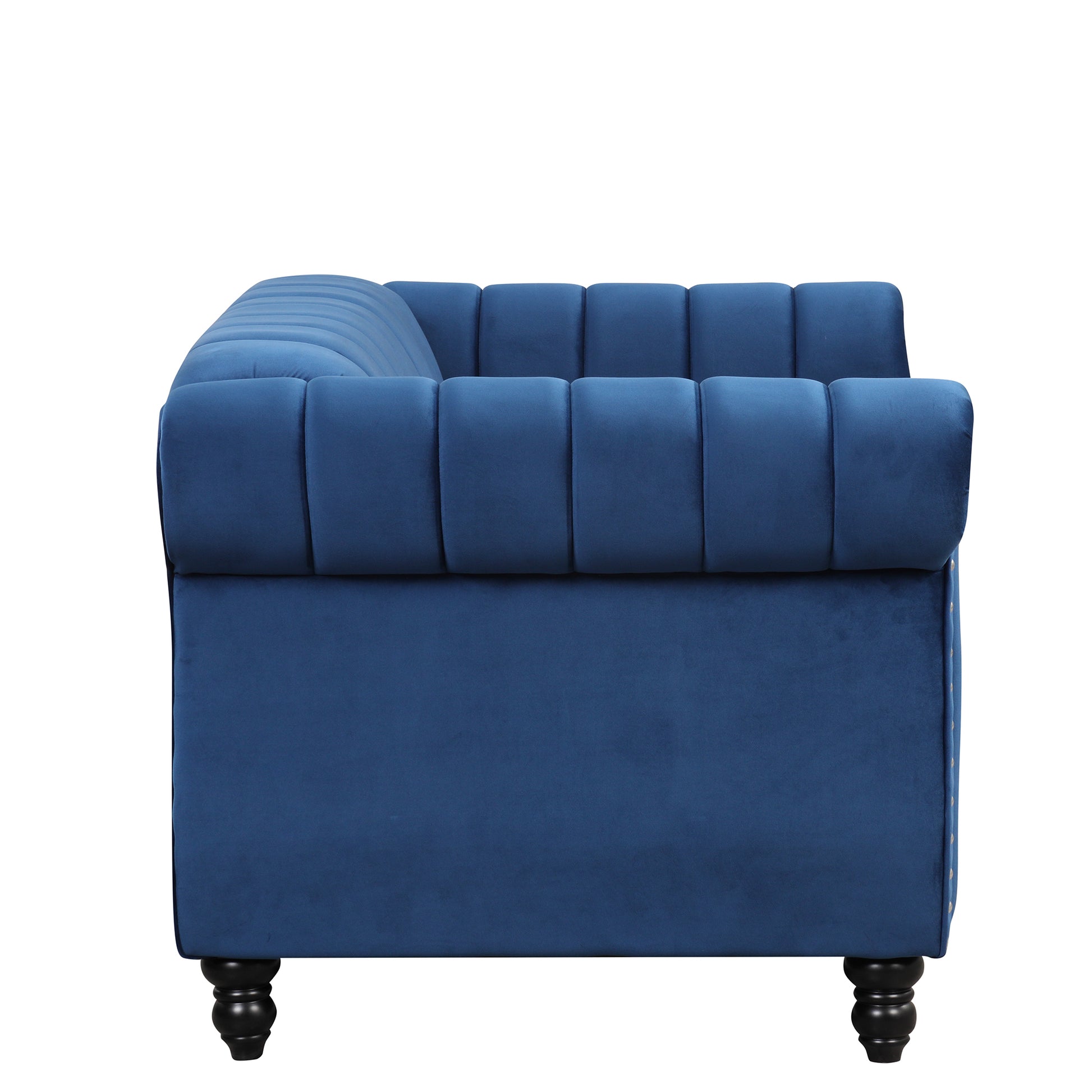 51" Modern Sofa Dutch Fluff Upholstered Sofa With Solid Wood Legs, Buttoned Tufted Backrest,Blue Blue Foam Polyester