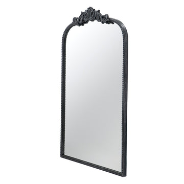 24" X 36" Classic Design Mirror With And Baroque Inspired Frame For Bathroom, Entryway Console Lean Against Wall Black Mdf Glass