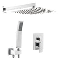 Bathroom Luxury Rain Mixer Combo Set Wall Mounted Rainfall Shower Head System Polished Chrome, Contain Faucet Rough In Valve Body And Trim Bathroom Joystick Claw Foot Tub Faucets One Chrome Pull Out Wall Mounted Cartridge Valve Wall Mounted Faucets