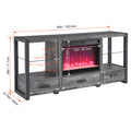 60 Inch Electric Fireplace Media Tv Stand With Sync Colorful Led Lights Dark Rustic Oak Color Powder Coated No Electric Dark Oak Vent Free Primary Living Space Yes Insert Wood Stainless Steel Glass Electric