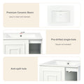 24Inch White Bathroom Vanity Sink Combo For Small Space, Modern Design With Ceramic Basin, Gold Legs And Semi Open Storage Faucet Not Included White Mdf