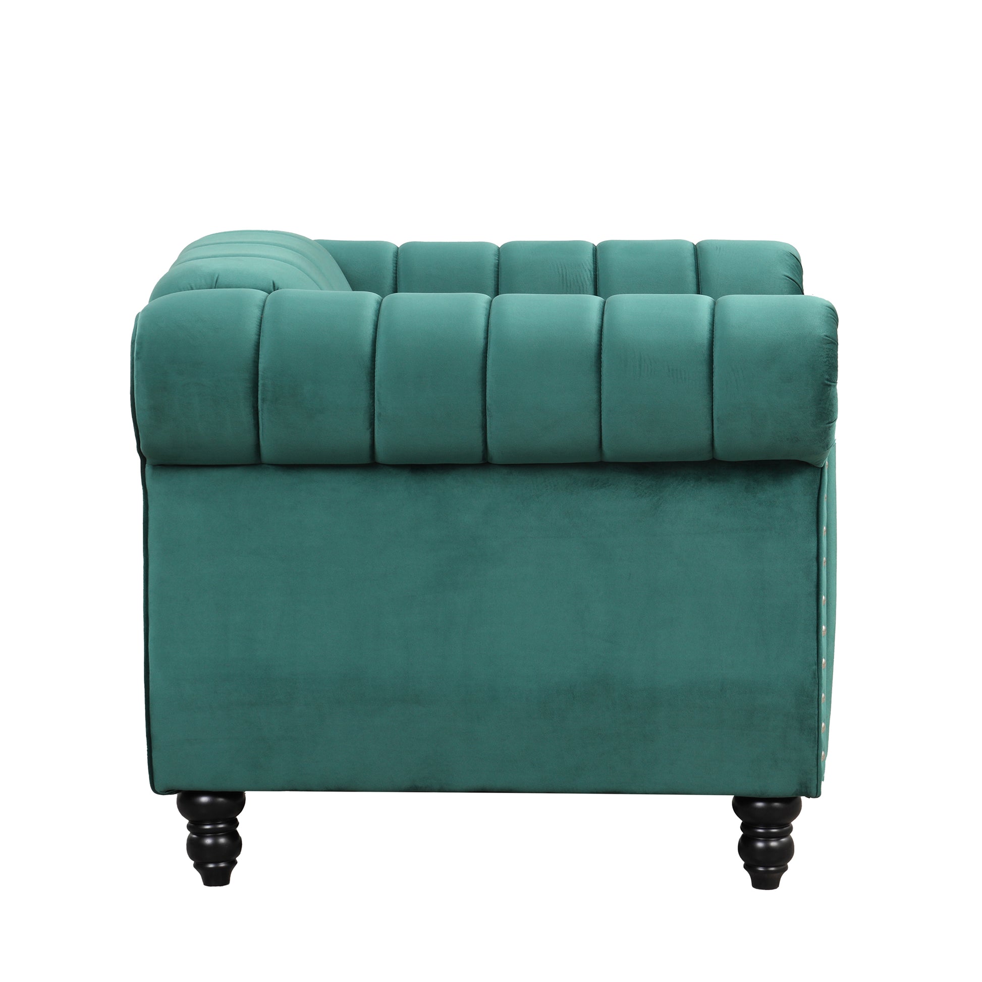 39" Modern Sofa Dutch Fluff Upholstered Sofa With Solid Wood Legs, Buttoned Tufted Backrest,Green Green Foam Polyester