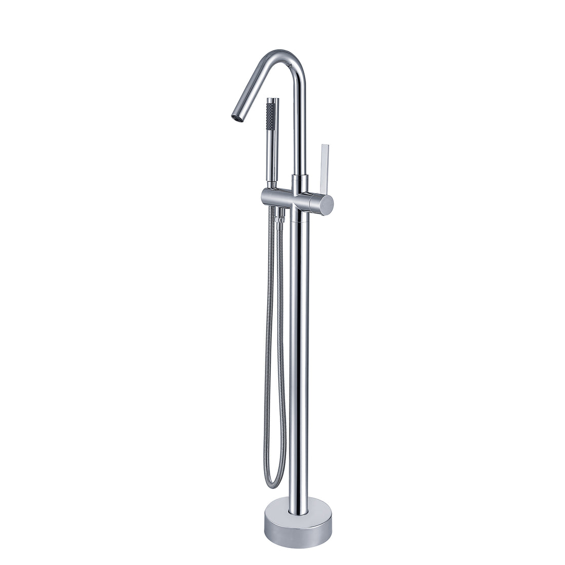 Freestanding Bathtub Faucet With Hand Shower Chrome Metal