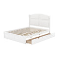 Wood Queen Size Platform Bed With Twin Size Trundle And 2 Drawers, White Box Spring Not Required Queen White Wood Bedroom Bed Frame Solid Wood Mdf