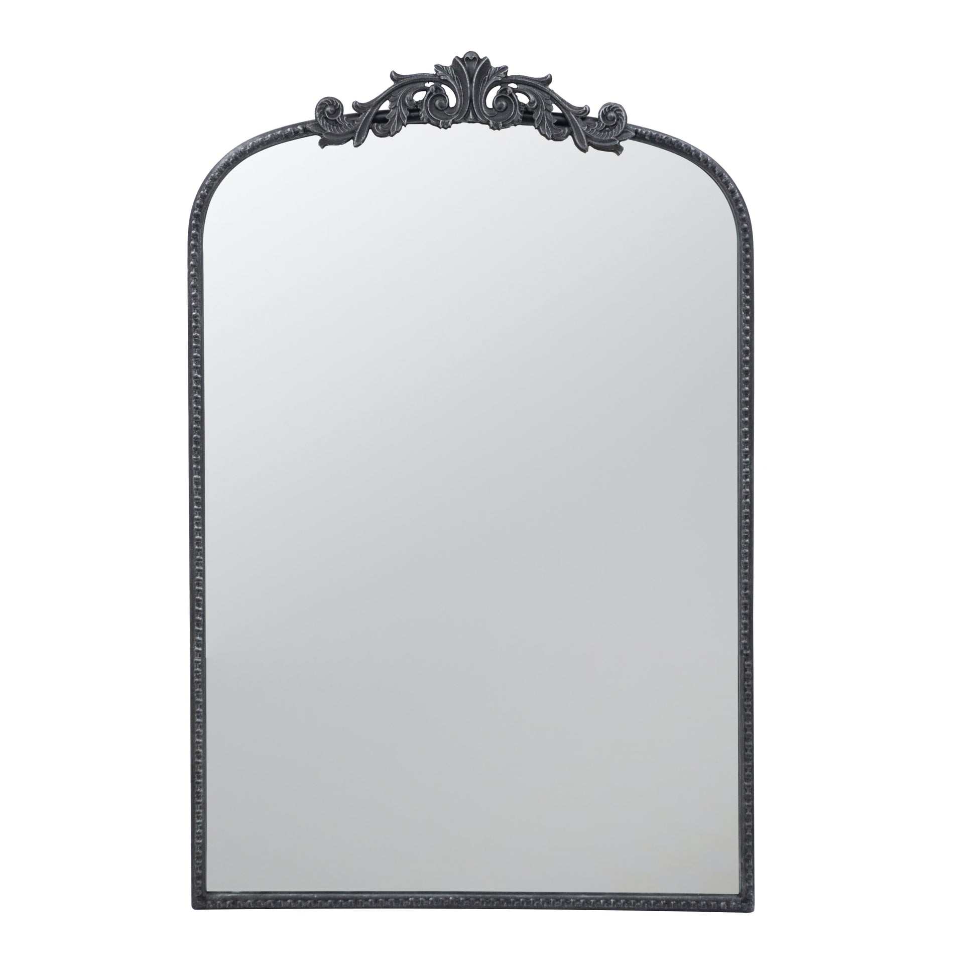 24" X 36" Classic Design Mirror With And Baroque Inspired Frame For Bathroom, Entryway Console Lean Against Wall Black Mdf Glass