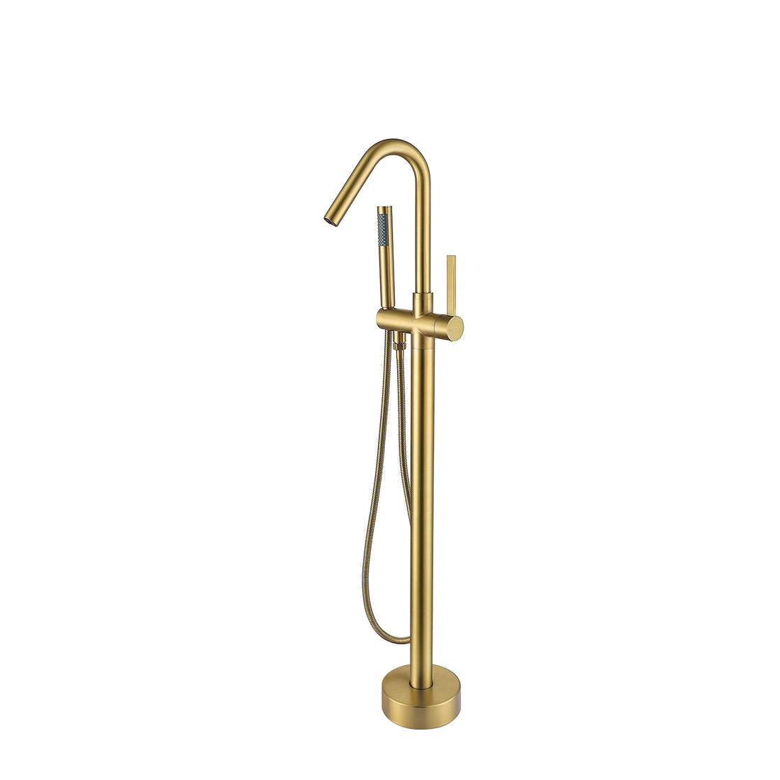 Freestanding Bathtub Faucet With Hand Shower Gold Metal