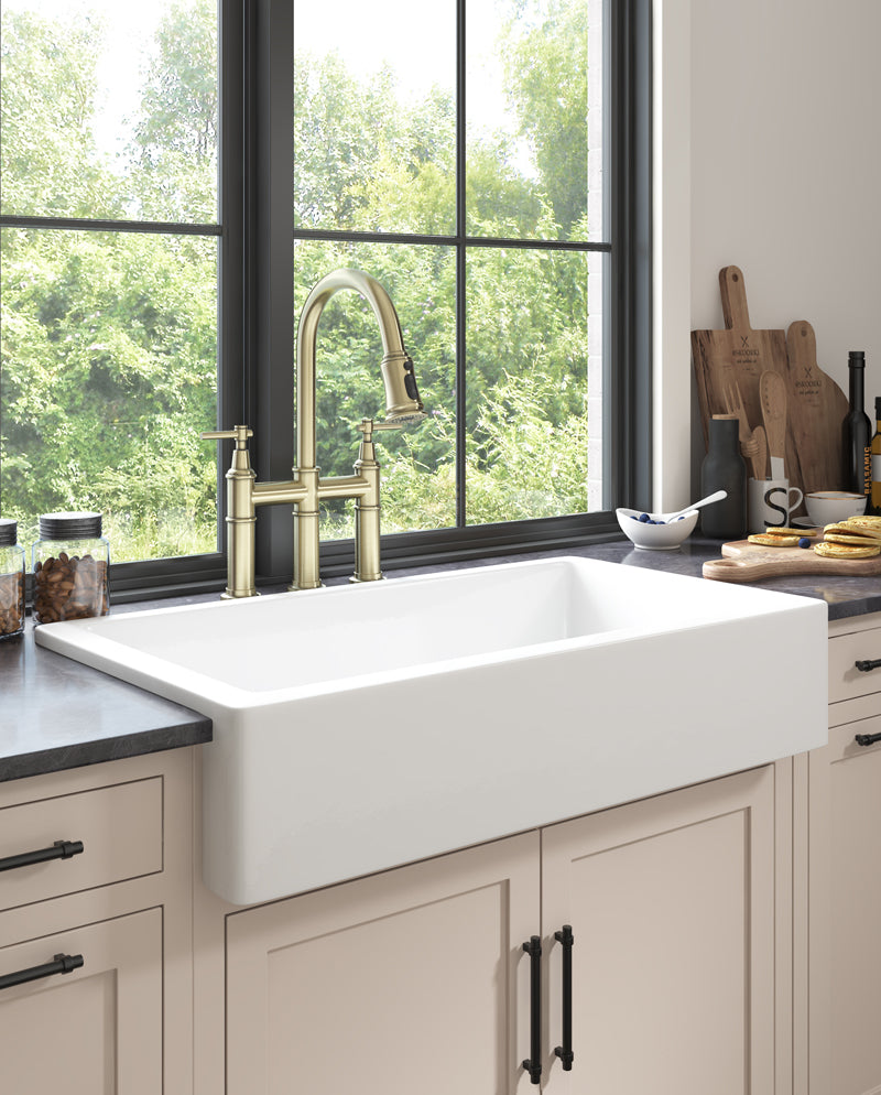 White Farmhouse Sink Deep Apron Sink Undermount Farmhouse Kitchen Sink Single Farm Sink White Ceramic