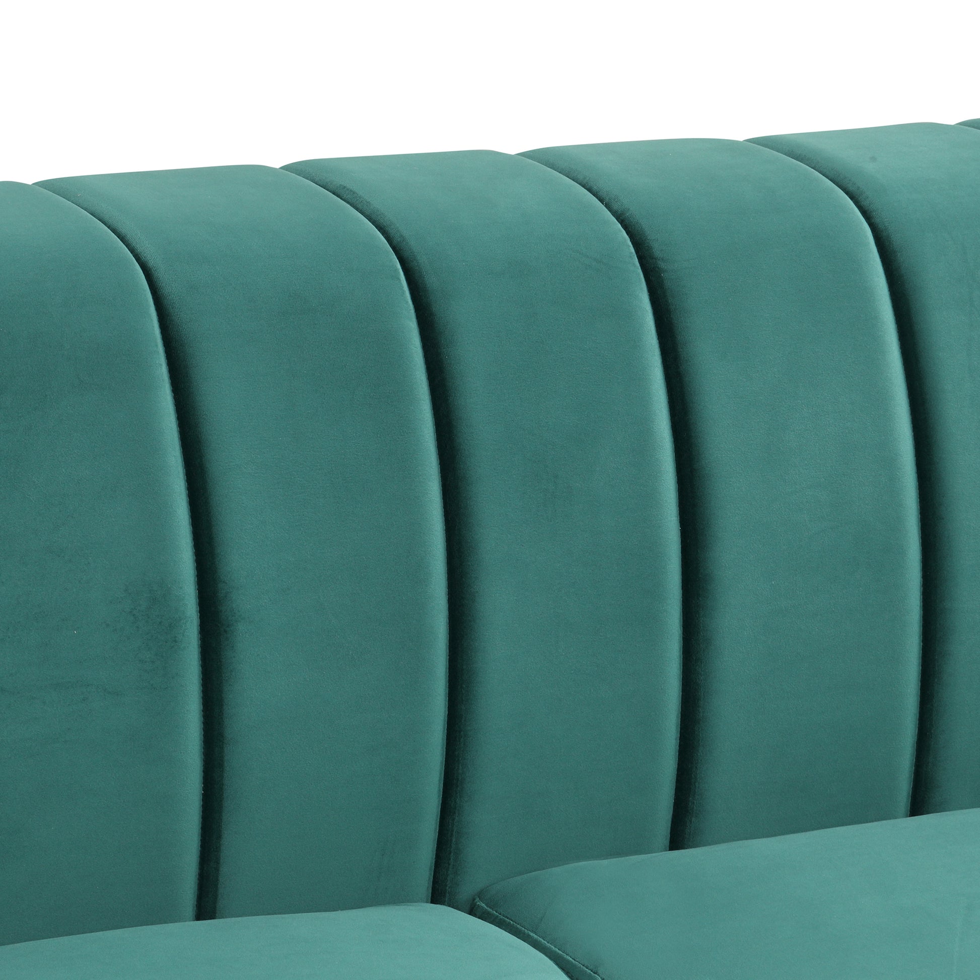 39" Modern Sofa Dutch Fluff Upholstered Sofa With Solid Wood Legs, Buttoned Tufted Backrest,Green Green Foam Polyester