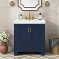 30'' Bathroom Vanity With Seperate Basin Sink, Modern Bathroom Storage Cabinet With Double Sided Storage Shelf, Freestanding Bathroom Vanity Cabinet With Single Sink 1 Blue 2 3 24 To 31 In Soft Close Doors Bathroom Freestanding Modern Mdf Painted