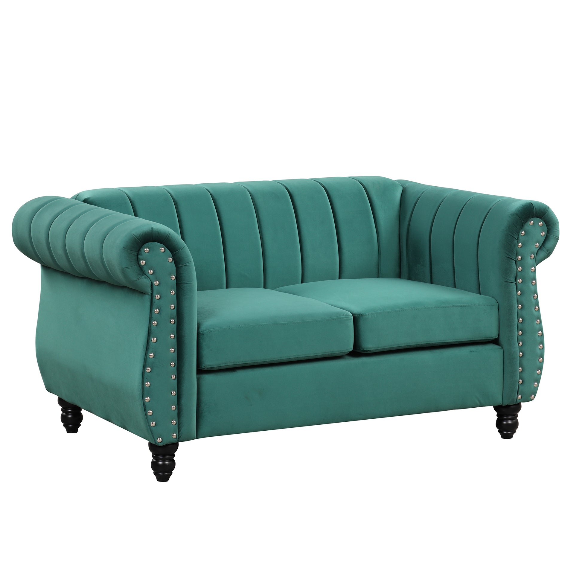 51" Modern Sofa Dutch Fluff Upholstered Sofa With Solid Wood Legs, Buttoned Tufted Backrest,Green Green Foam Polyester