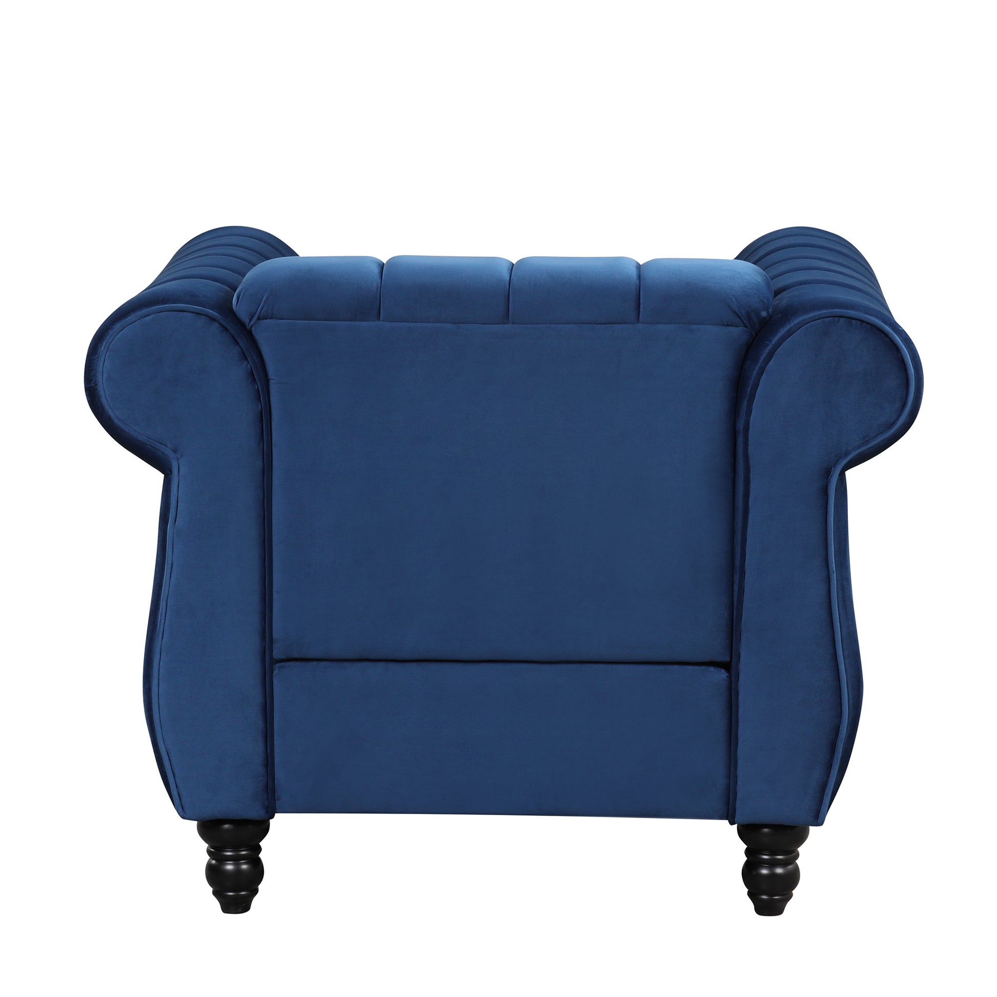 39" Modern Sofa Dutch Fluff Upholstered Sofa With Solid Wood Legs, Buttoned Tufted Backrest,Blue Blue Foam Polyester