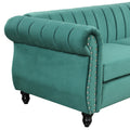 Modern Three Piece Sofa Set With Solid Wood Legs, Buttoned Tufted Backrest, Frosted Velvet Upholstered Sofa Set Including Three Seater Sofa, Double Seater And Living Room Furniture Set Single Chair Green Foam Polyester