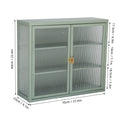 Retro Style Haze Double Glass Door Wall Cabinet With Detachable Shelves For Office, Dining Room,Living Room, Kitchen And Bathroom Mint Green Old Item Code W68751725 Wall Mounted 1 2 Shelves Powder Coated Mint Green Bathroom Glass Doors Tempered Glass