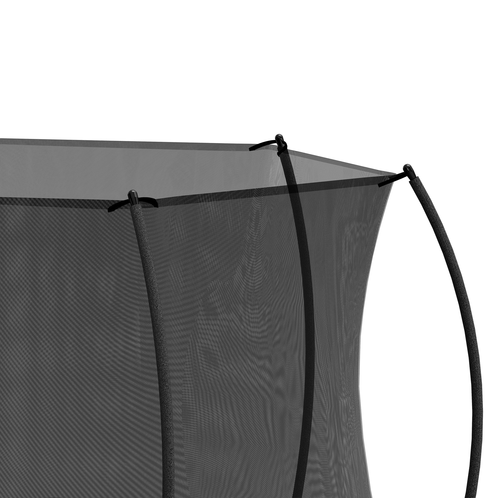 14Ft Trampoline Double Side Color Pad Trampoline For Kids And Adults With Enclosure Net And Ladder,Curved Fence Pole Black Steel Steel