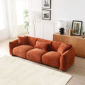 Mid Century Modern Couch 3 Seater Sofa For Living Room, Bedroom. Orange Orange Boucle 3 Seat