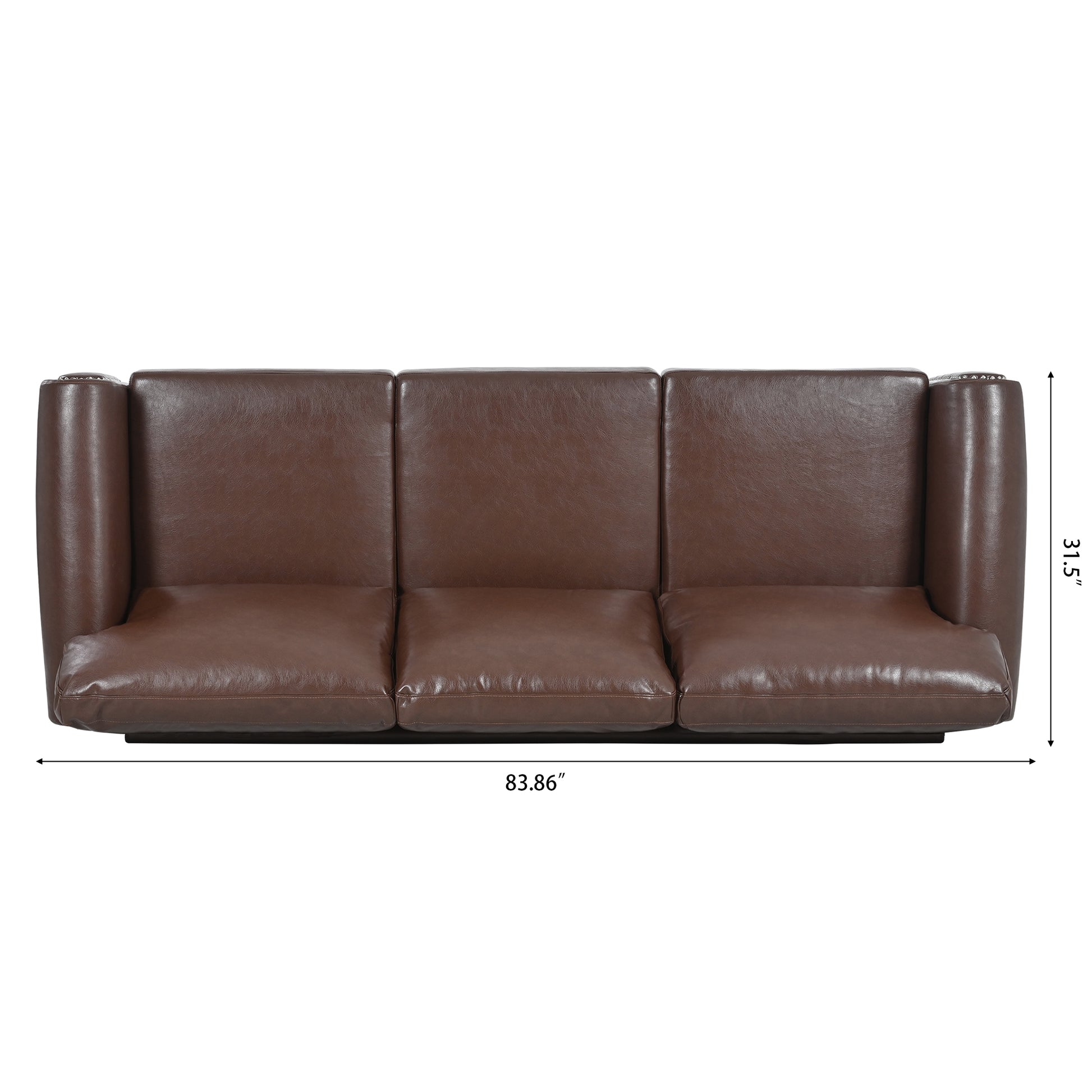 3 Seater Sofa. Brown Pu Foam Fabric 3 Seat