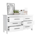 Hms 6 Drawer Double Dresser, Four Legs, Superior Top White White 5 Drawers & Above Modern 6 White Particle Board Particle Board