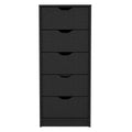 Basilea 5 Drawers Tall Dresser, Pull Out System Black Black Bedroom Modern Particle Board Particle Board