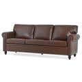 3 Seater Sofa. Brown Pu Foam Fabric 3 Seat