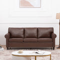 3 Seater Sofa. Brown Pu Foam Fabric 3 Seat