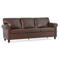 3 Seater Sofa. Brown Pu Foam Fabric 3 Seat