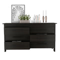 Hms 6 Drawer Double Dresser, Four Legs, Superior Top Black Black Bedroom Modern Particle Board Particle Board