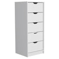 Basilea 5 Drawers Tall Dresser, Pull Out System White White White Drawer 5 Drawers & Above Bedroom Modern 5 White Particle Board Particle Board