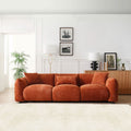 Mid Century Modern Couch 3 Seater Sofa For Living Room, Bedroom. Orange Orange Boucle 3 Seat