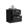 Trivor 2 Drawers Nightstandend Table, Side Table Metal Handles Black Black 2 Drawers Bedroom Rectangle Modern Easy Assembly Black Particle Board Particle Board