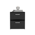 Trivor 2 Drawers Nightstandend Table, Side Table Metal Handles Black Black 2 Drawers Bedroom Rectangle Modern Easy Assembly Black Particle Board Particle Board