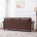 3 Seater Sofa. Brown Pu Foam Fabric 3 Seat