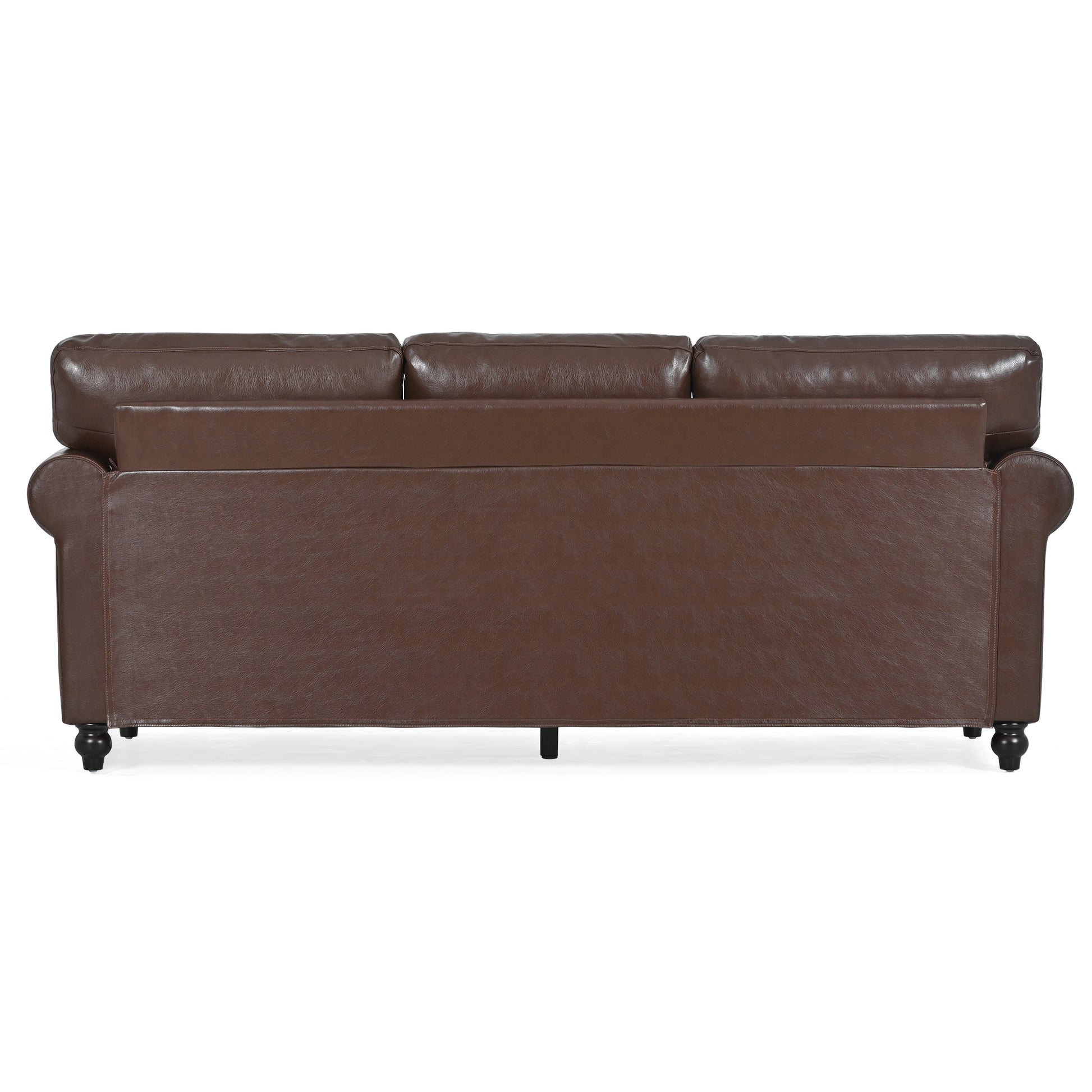 3 Seater Sofa. Brown Pu Foam Fabric 3 Seat