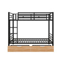 Metal Full Size Convertible Bunk Bed With 2 Drawers, Black Box Spring Not Required Full Black Metal Bedroom Bed Frame Metal & Wood