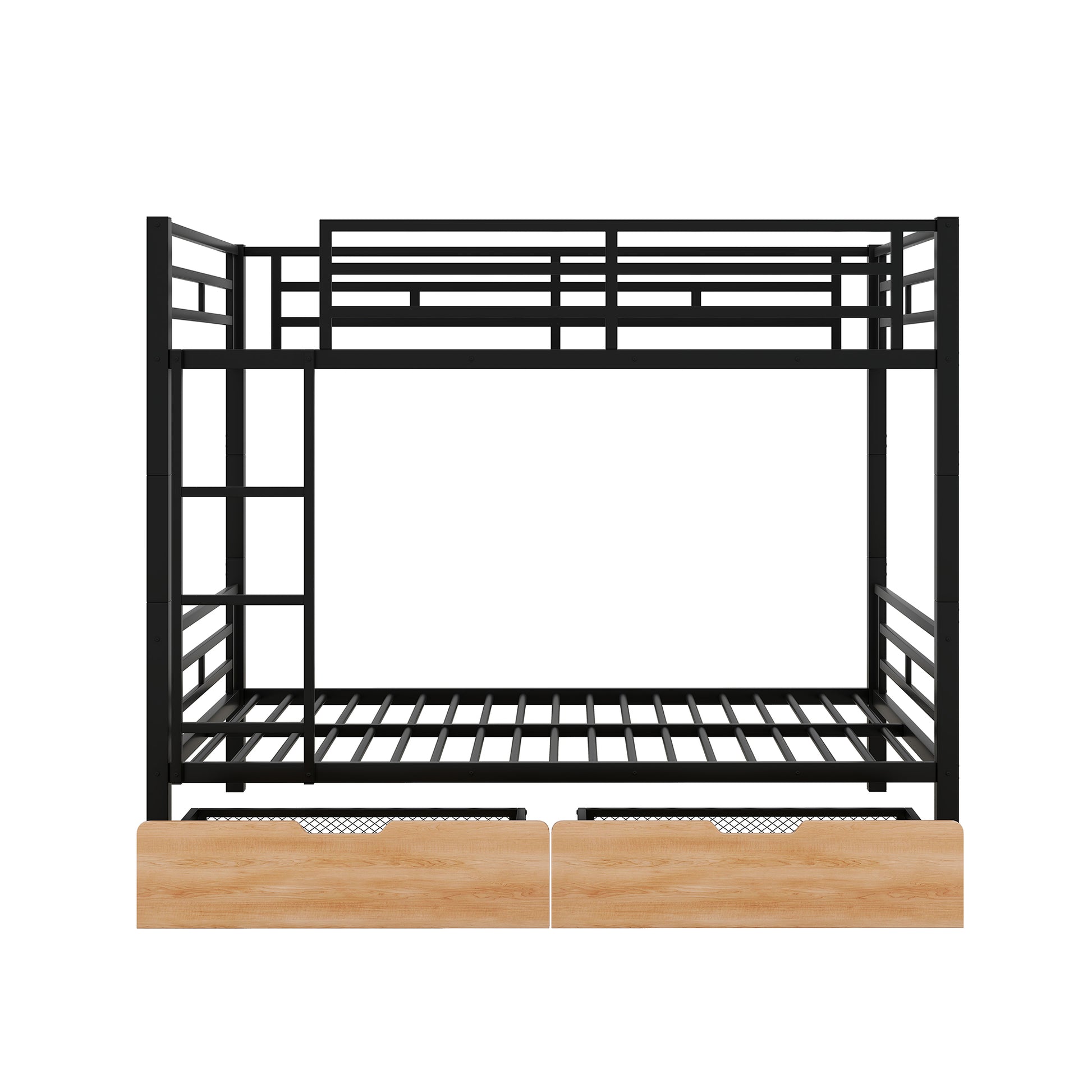 Metal Full Size Convertible Bunk Bed With 2 Drawers, Black Box Spring Not Required Full Black Metal Bedroom Bed Frame Metal & Wood