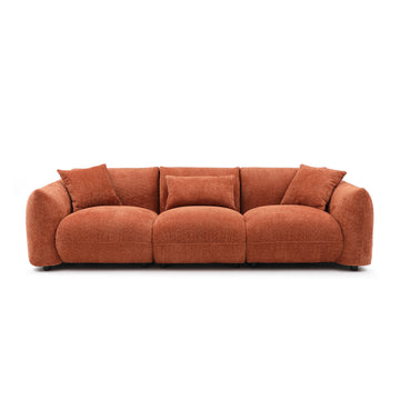 Mid Century Modern Couch 3 Seater Sofa For Living Room, Bedroom. Orange Orange Boucle